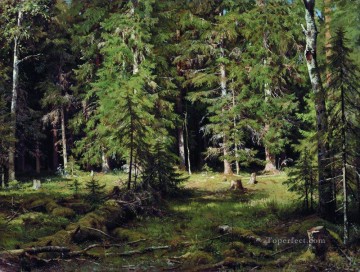 Artworks in 150 Subjects Painting - forest 3 classical landscape Ivan Ivanovich trees